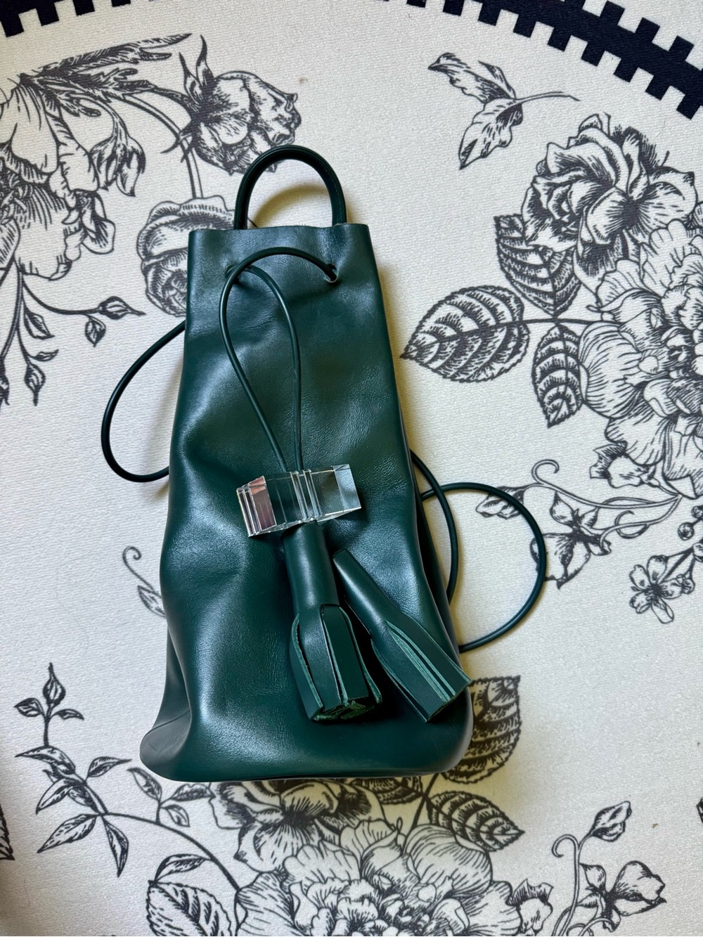 Building Block Leather Drawstring Shoulder Bag